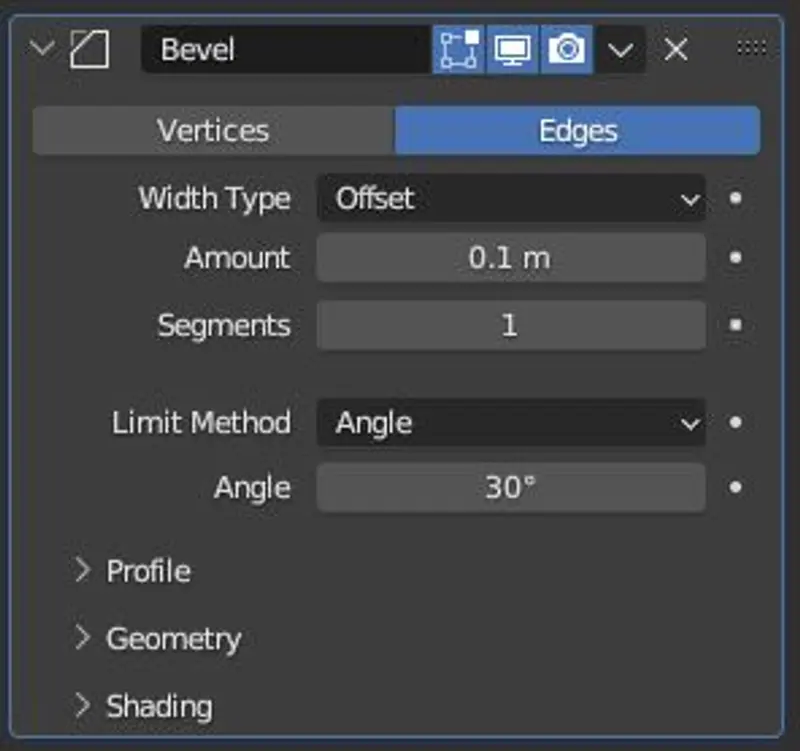 Example of the bevel modifier in Blender