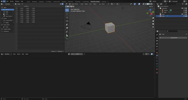 Example of the GUI in Blender for Geo Nodes