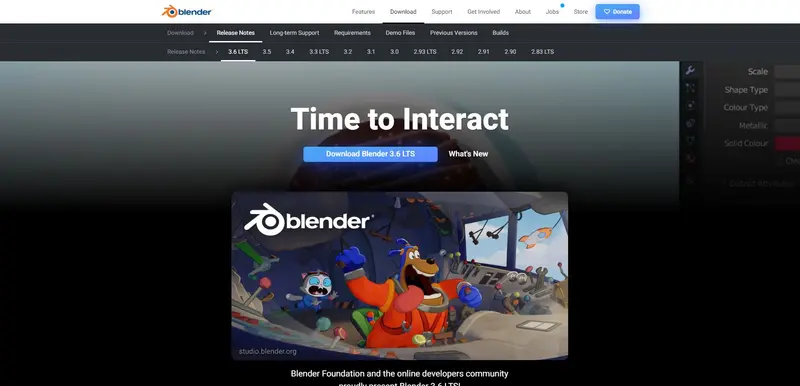 Blenders version page