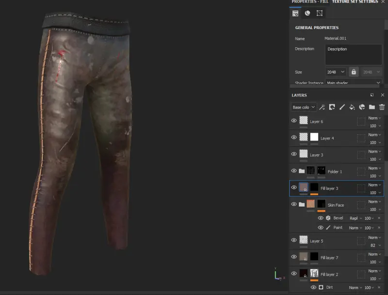 Example of non-destructive texture painting in Substance