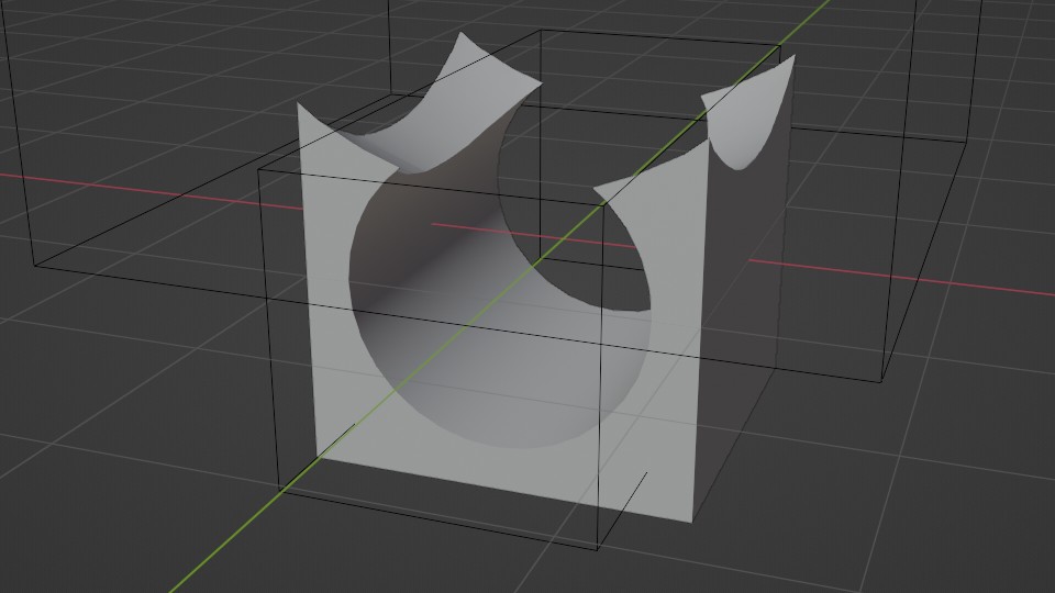 An example of a boolean modifier operation in Blender
